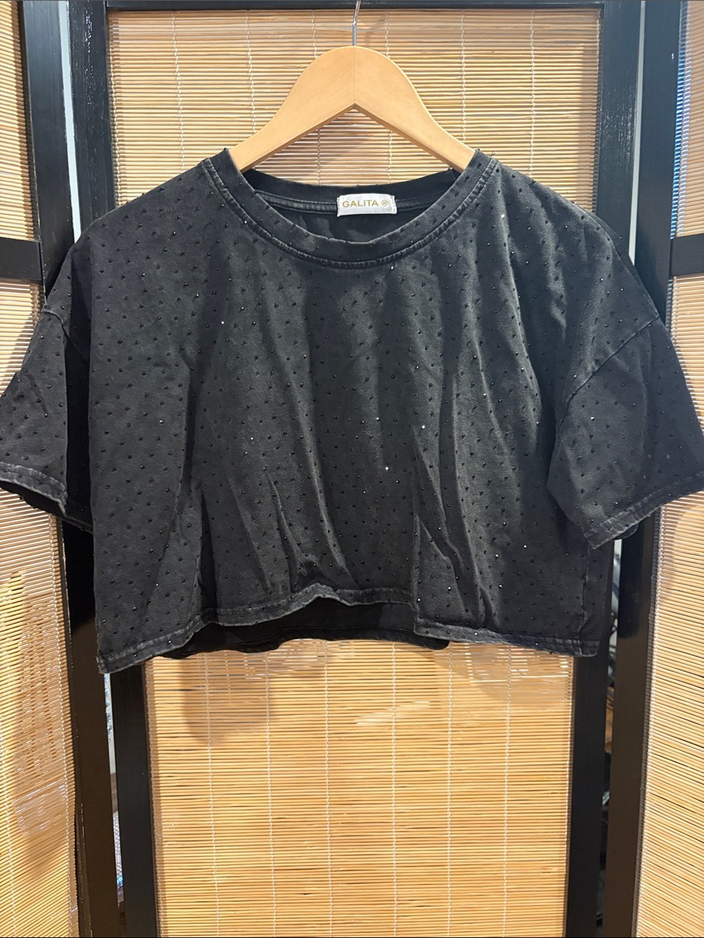 Galita Black Cropped Eyelet Tee